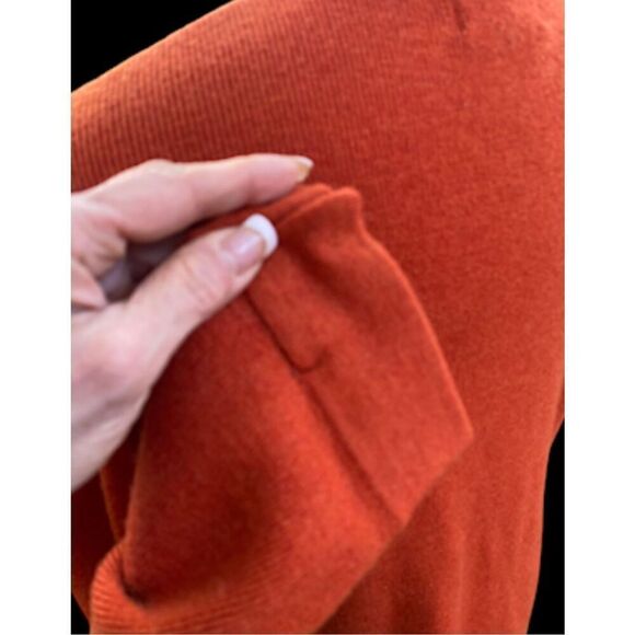 Sarah Spencer Deep Orange Italian Merino Wool Sweater Jacket Full Zip Sz. XL - Picture 5 of 9